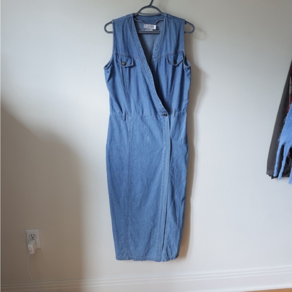Vintage denim vintage dress Sleeveless Blue Denim Dress - Picture 1 of 7